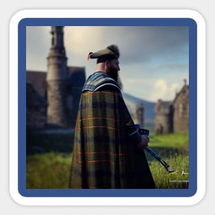 Scottish Highlander in Clan Tartan Sticker